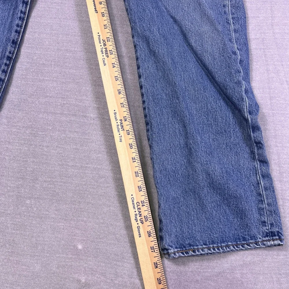 Levis 501 Original Straight Leg Mid Rise Button Fly Jeans Mens 36x29 Blue Denim
